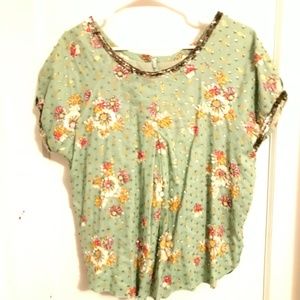 Ti Mo sequined woven top, size L, Green